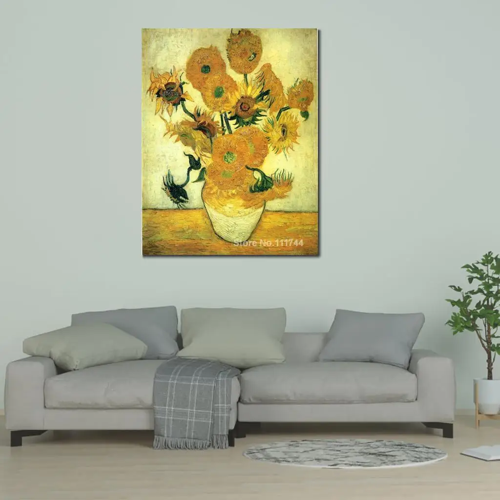 

Modern Art Still Life Vase with Fourteen Sunflowers by Vincent Van Gogh Paintings for Living Room Hand Painted High Quality