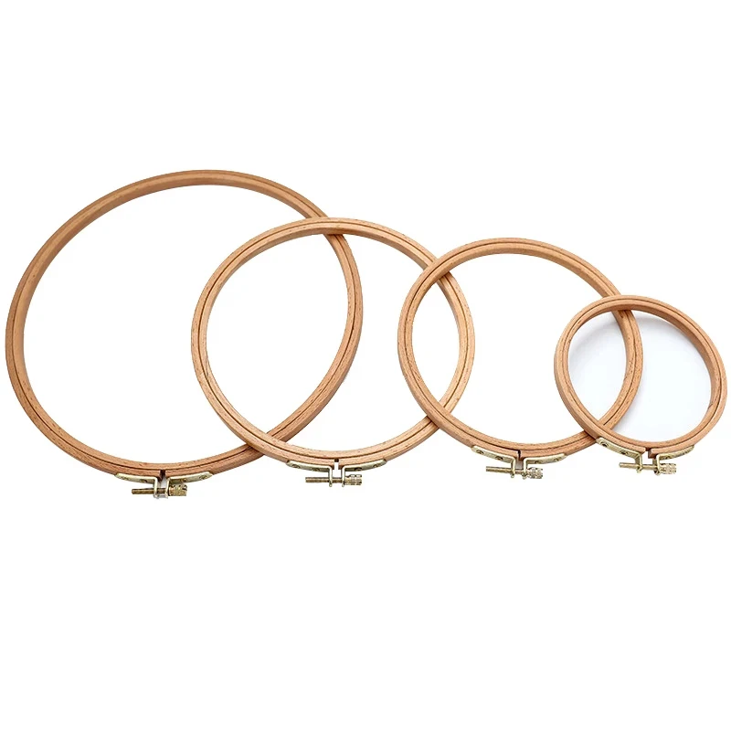 3-12 inch Round Embroidery Frame Natural Beech Wood Oval Embroidery Hoop Ring Cross Stitch Machine DIY Needlework Sewing Tool