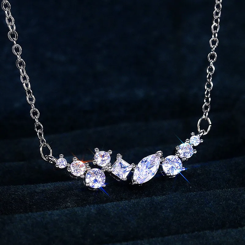 TOBILO High Quality Silver Color Necklace Women Wedding Bands Jewelry Modern Female Necklaces Brilliant CZ Luxury Accessories |