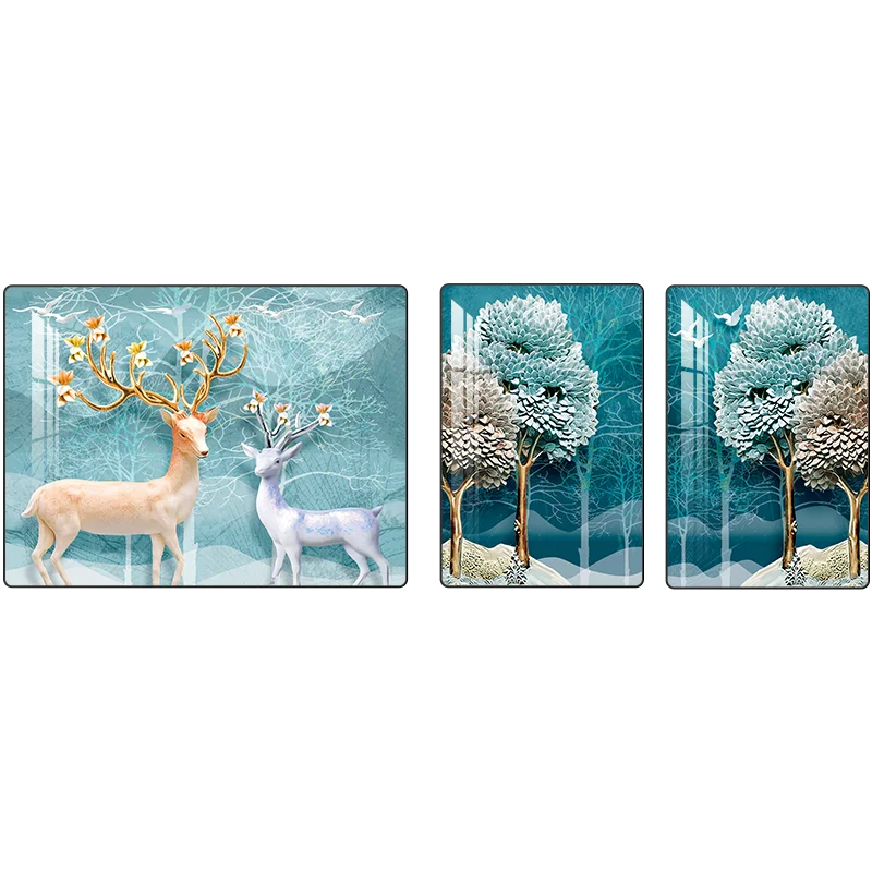 

decorative painting sofa background wall hanging painting modern simple atmosphere triple mural restauran