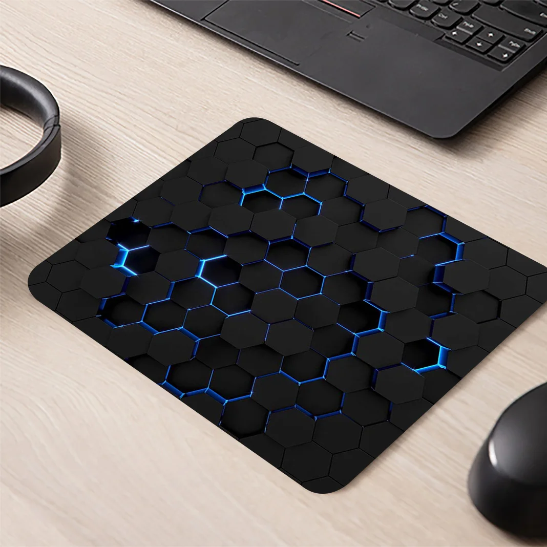 

Geometric Small Gaming Accessories Mat Black Office Mice Keyboard Rubber Mousepad Computer Peripherals Anti-slip Mouse Pad