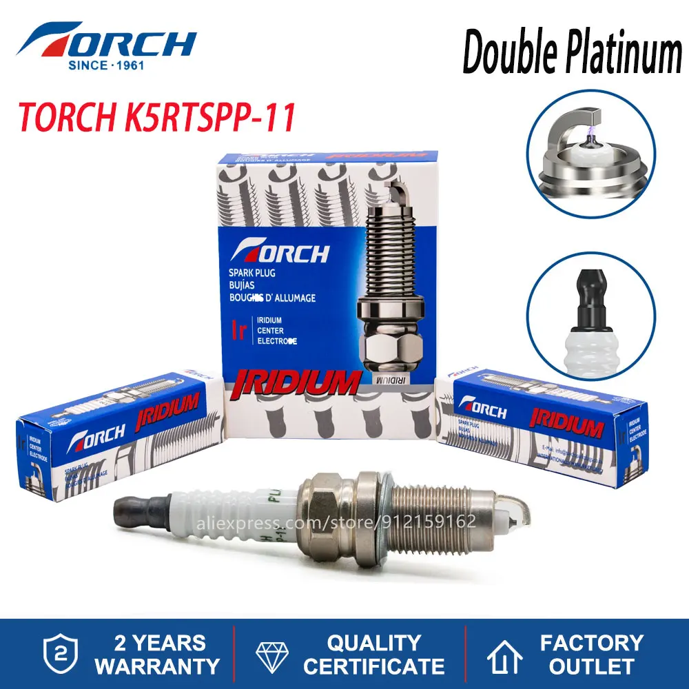 

1PCS Двойная платиновая свеча зажигания TORCH K5RTSPP-11 Замена для 0242235692 FR7HPP33+ VW 101000062AB 101905600 TOYOTA 90098-66075