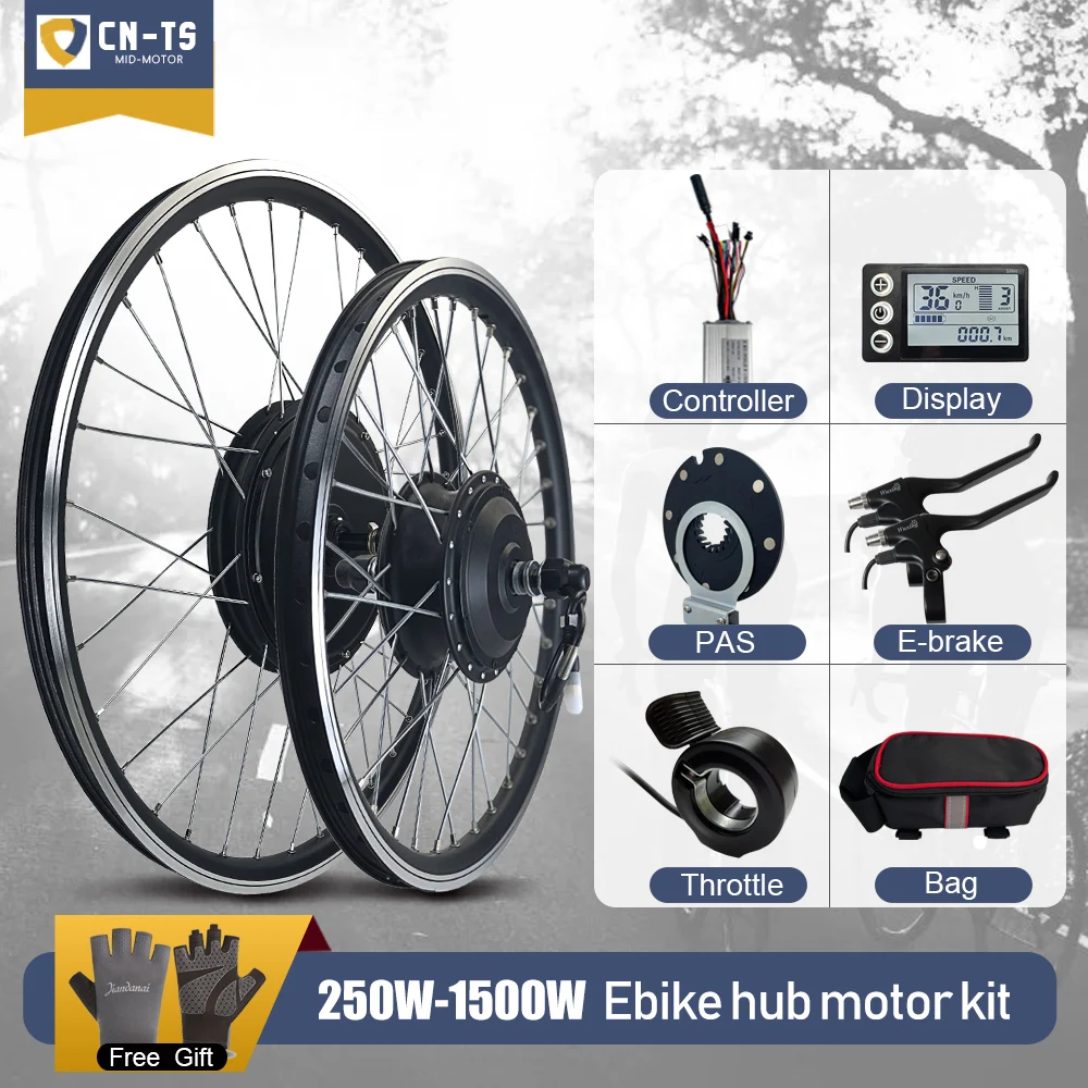 Kit de bicicleta eléctrica para rueda trasera de 20/24/26/27.5/28/29/700C  pulgadas, con pantalla LCD, kit de conversión de bicicleta eléctrica de