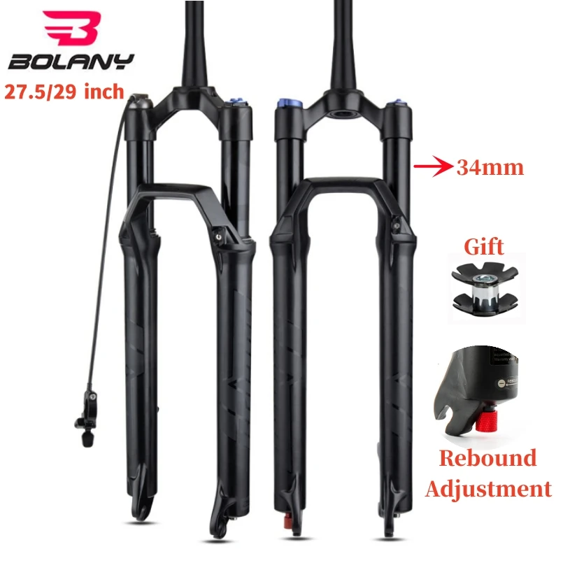 

BOLANY MTB Suspension Fork 120mm Travel Damping Rebound Adjustment 27.5 29 Inch Mountain Bike Air Fork Straight/Tapered Tube