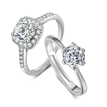 Adjustable Silver Solitaire Zirconia Ring – Women’s Wedding & Engagement Jewelry