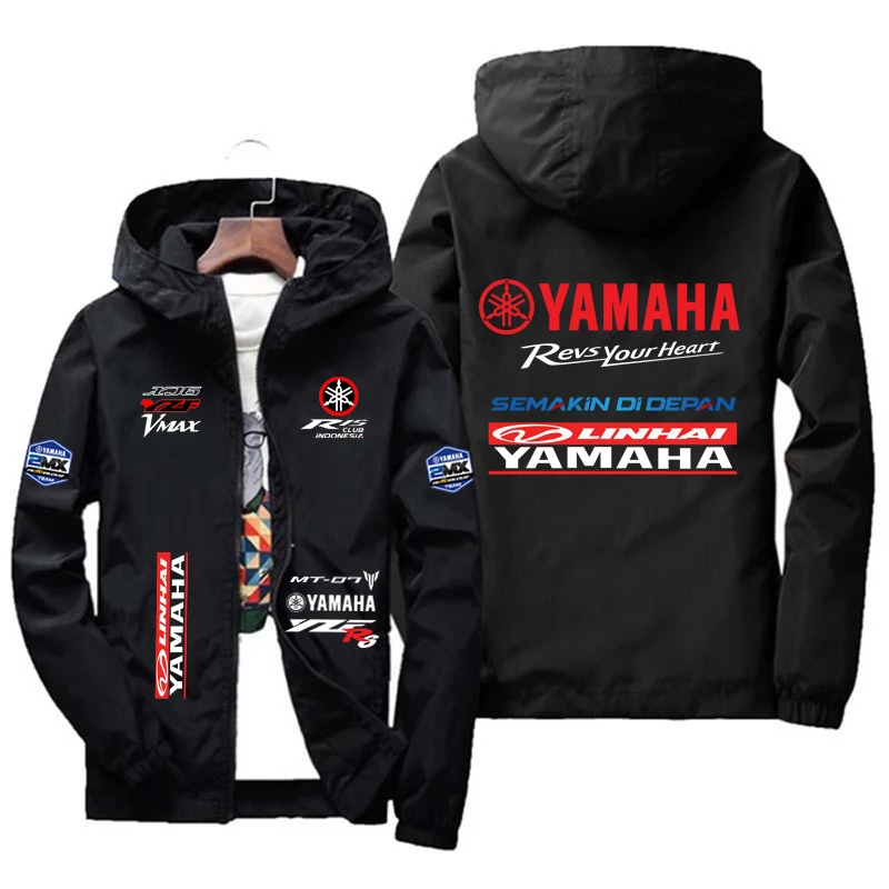 Men's thin windbreaker jacket with YAMAHA logo, suitable for