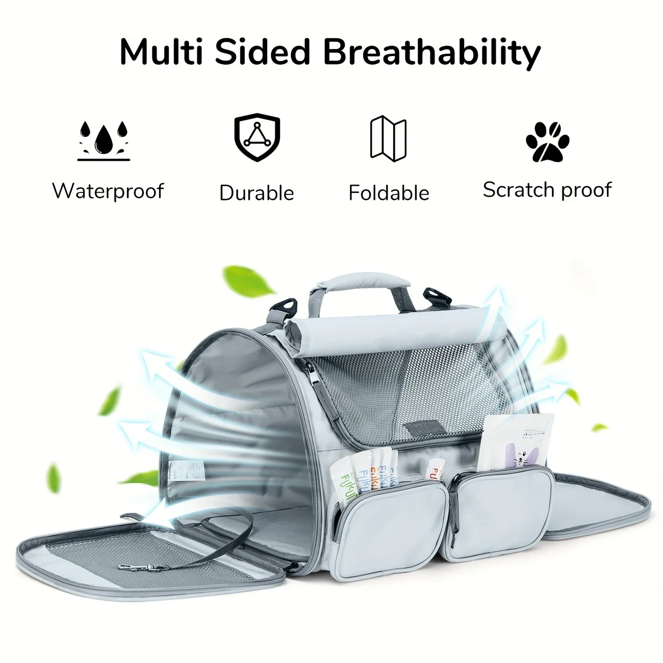 Pet Cat Carrier Bag with Double-Sided Cushion Aviation Backpack Portable Travel Bag Soft-Sided Pet Carriers Small Dog Mesh