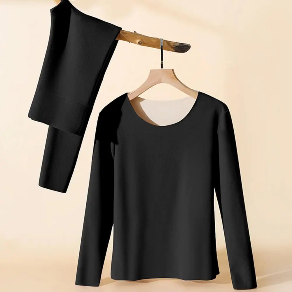Long-sleeved Thermal Set Thermal Clothing Set Women's Winter Underwear O-neck Long Sleeve Tops High Waist Pants