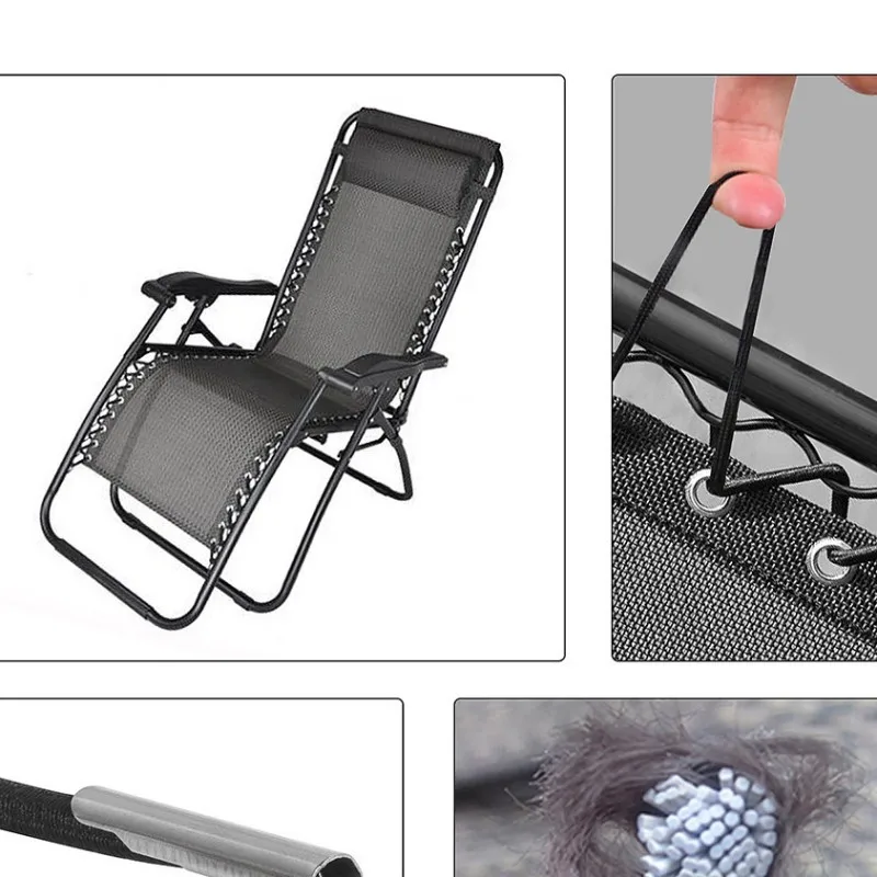Corde élastique Pour Fauteuil Cordes Élastiques De Remplacement Pour Fauteuil Relax | 6 Pièces Noir | 2.2m Et 1.3m élastique Pour Transat Hesperide
