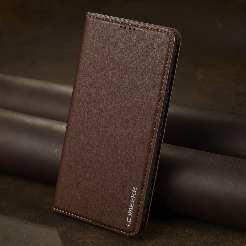 Magnetic Leather Wallet Protective Case with Card Pocket - Elegant Design