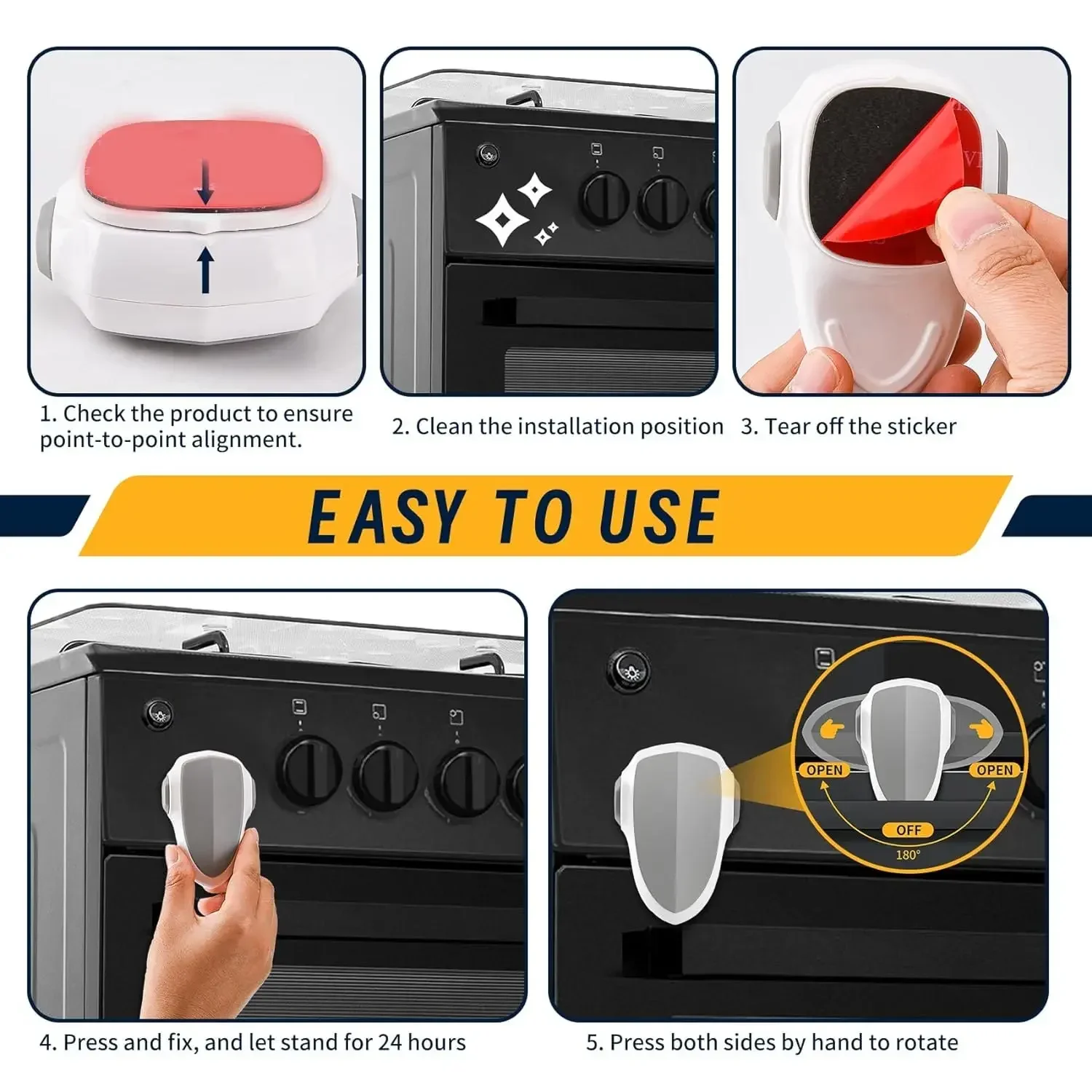 Child Safety Oven Lock ABS Material High Temperature Resistant Simple Installation No Tools Required 1/2Pcs