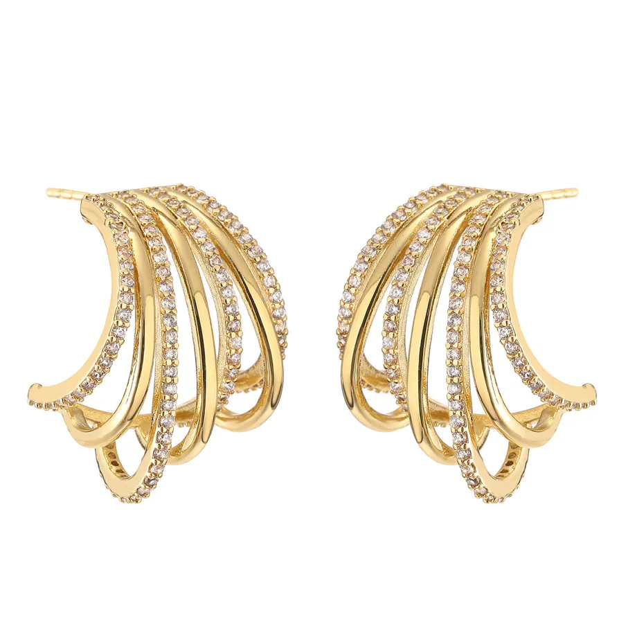 

Earrings for women, plated with 18k gold, colorful crystal, round zirconia, fashionable jewelry, and holiday gifts for couples