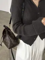 Chic Autumnal Long Sve Knitted  Ne Sweater Versatile Sli Commute Warmth Single Button Classic Sle Pure Color