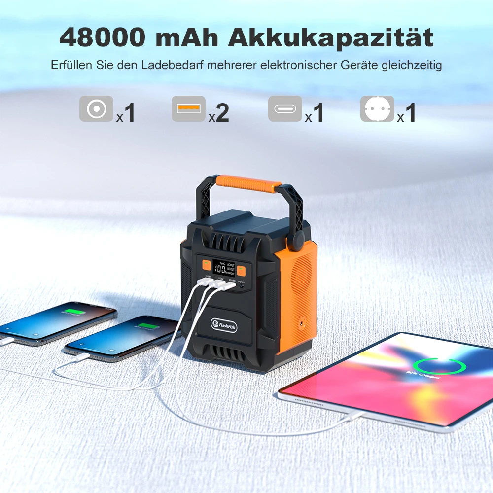 FlashfishA201PortablePowerStation48000mAh172WhSolarGenerator