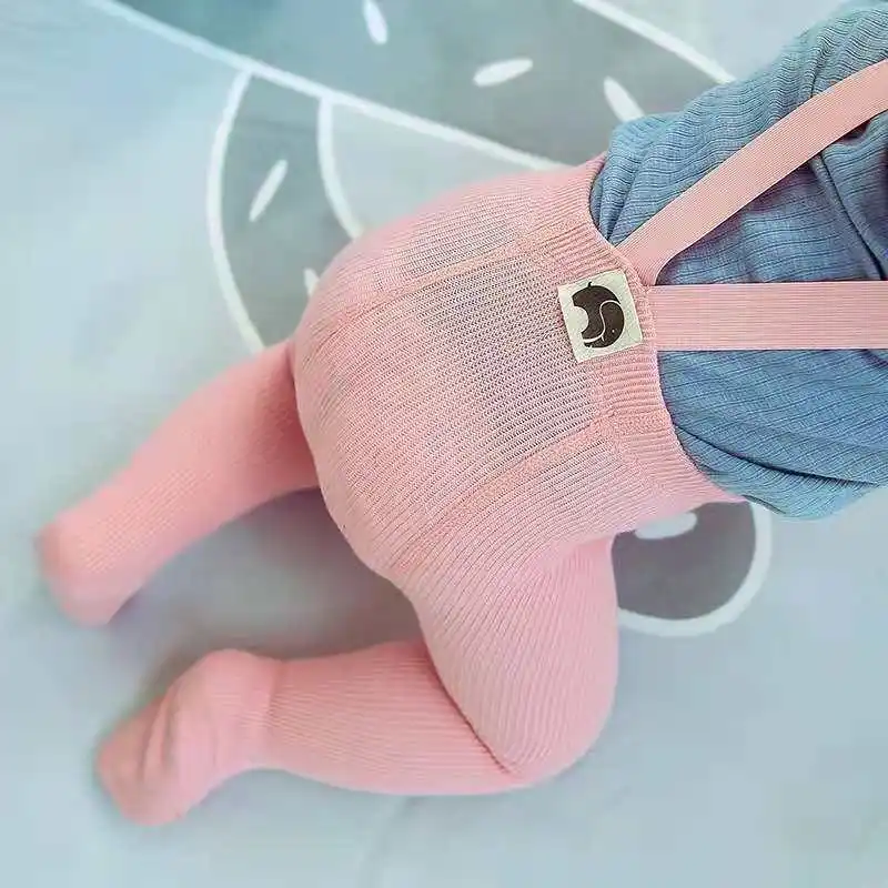 Baby suspenders Baby pantyhose high waist umbilical protection breathable leggings with feet socks child tights baby stockings