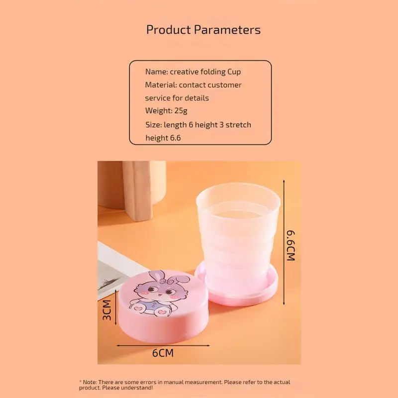 100ML Folding Cup With Lid Portable Reusable Plastic Water Cup Cartoon Collapsible Mouthwash Travel Outdoor Drinking