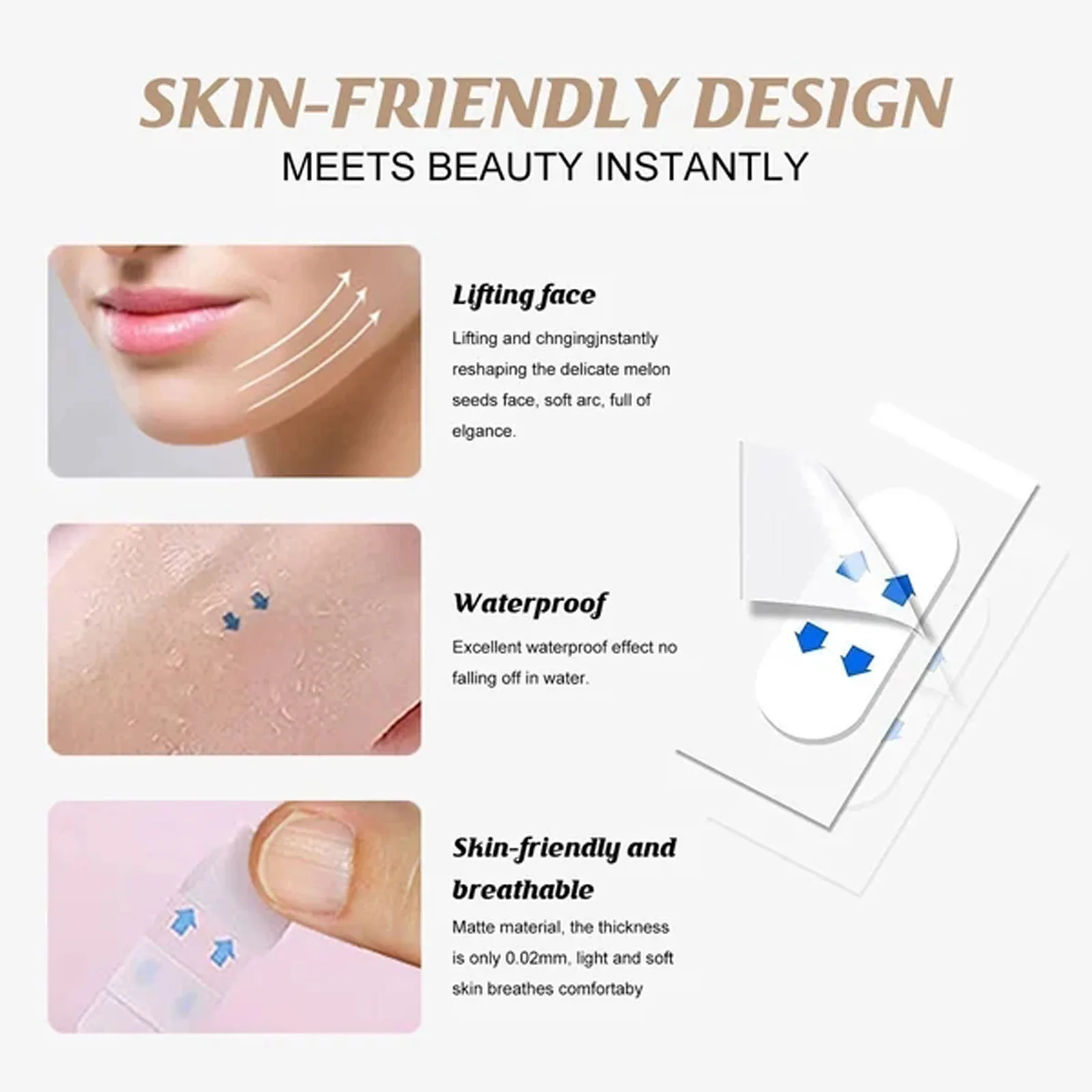 40Pcs Lifting Face Stickers Invisible Transparent Thin Face Patches Lift Tools V-Shape Face Wrinkle Sagging Skin Adhesive Tape 3