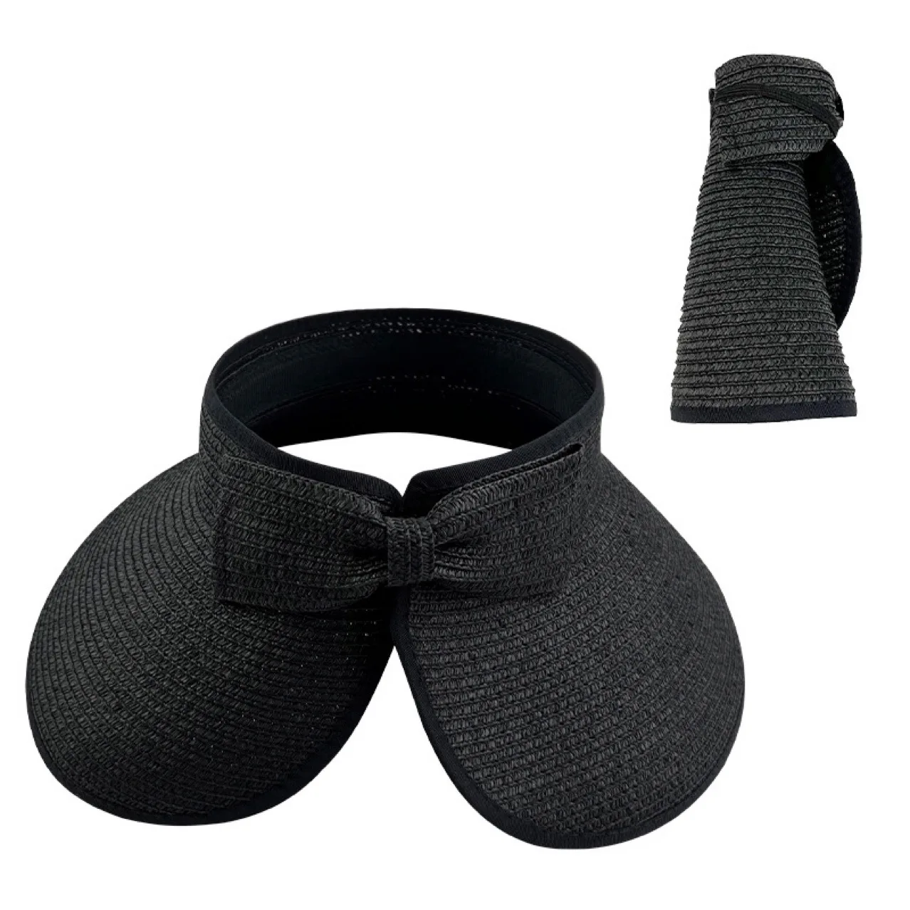 Roll-Up Sun Visor Straw Hat Sunscreen Sun Cap Sunshade Big-Edge Foldable Hat Outdoor Wide Brim Straw Visor