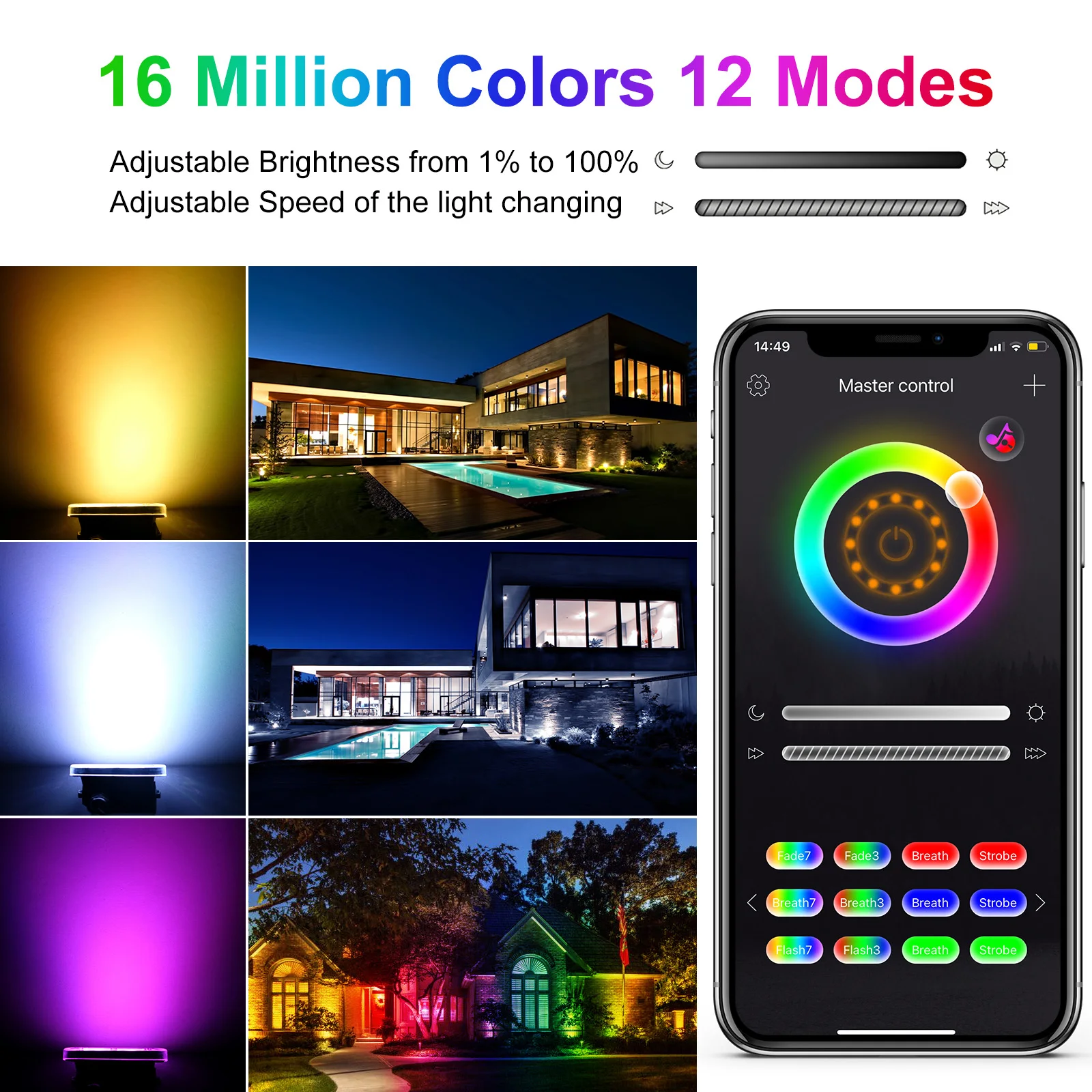 EU/UK/US Plug RGB Bluetooth App Controlled Outdoor LED Landscape Lamp IP65 Waterproof Garden Lights Lawn Lamp Path Spotlights