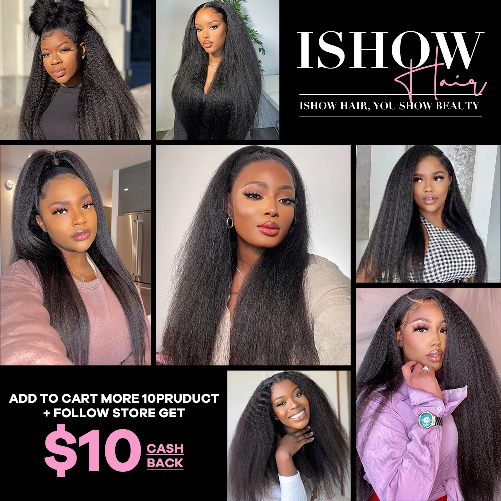 Ishow Kinky Straight Bundles Brazilian Yaki Straight Hair Bundles For Women 1/3/4pcs Human Hair Bundles Remy Hair Extension