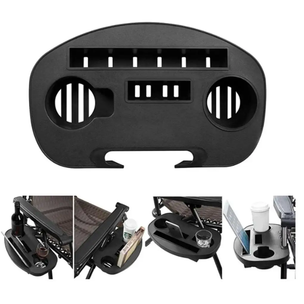 Zero Gravity Chair Tray, suporte do copo para Fold Lounge Chair, slot para dispositivos móveis, Bandeja lanche e slot para copo água