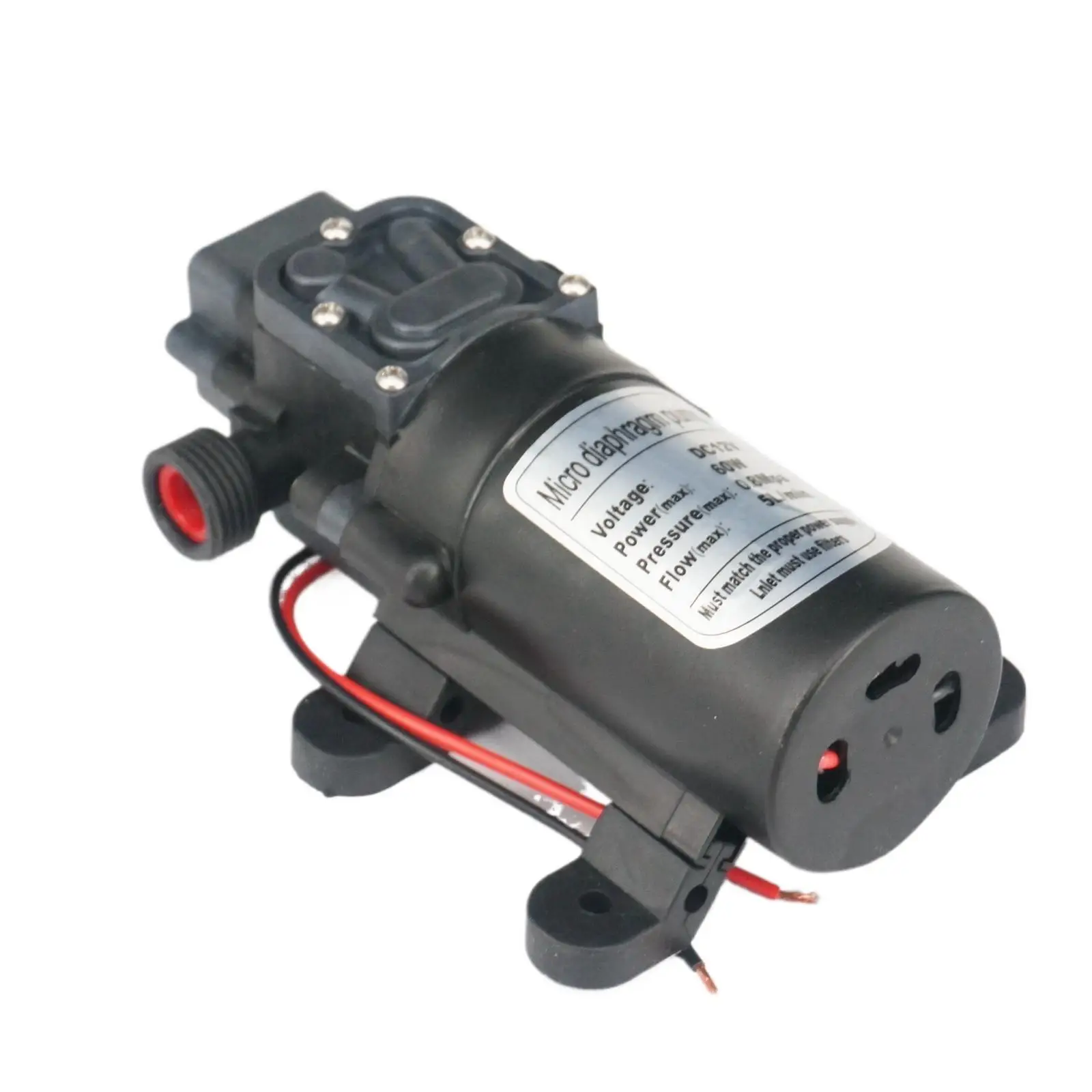 1/2 BSP 남성 DC 12V/24V 60W 전기 격막 펌프 가정 정원 차 세탁기 300L/h를위한 각자 프라이밍 승압기 역류 통제