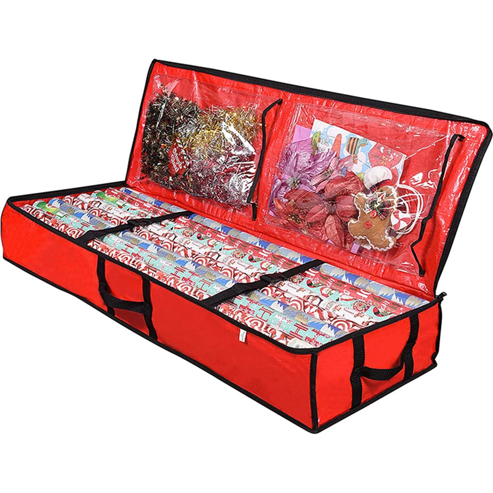 Wrapping Paper Storage Bag- Heavy Duty Christmas Gift Wrap Bag with Handles (36