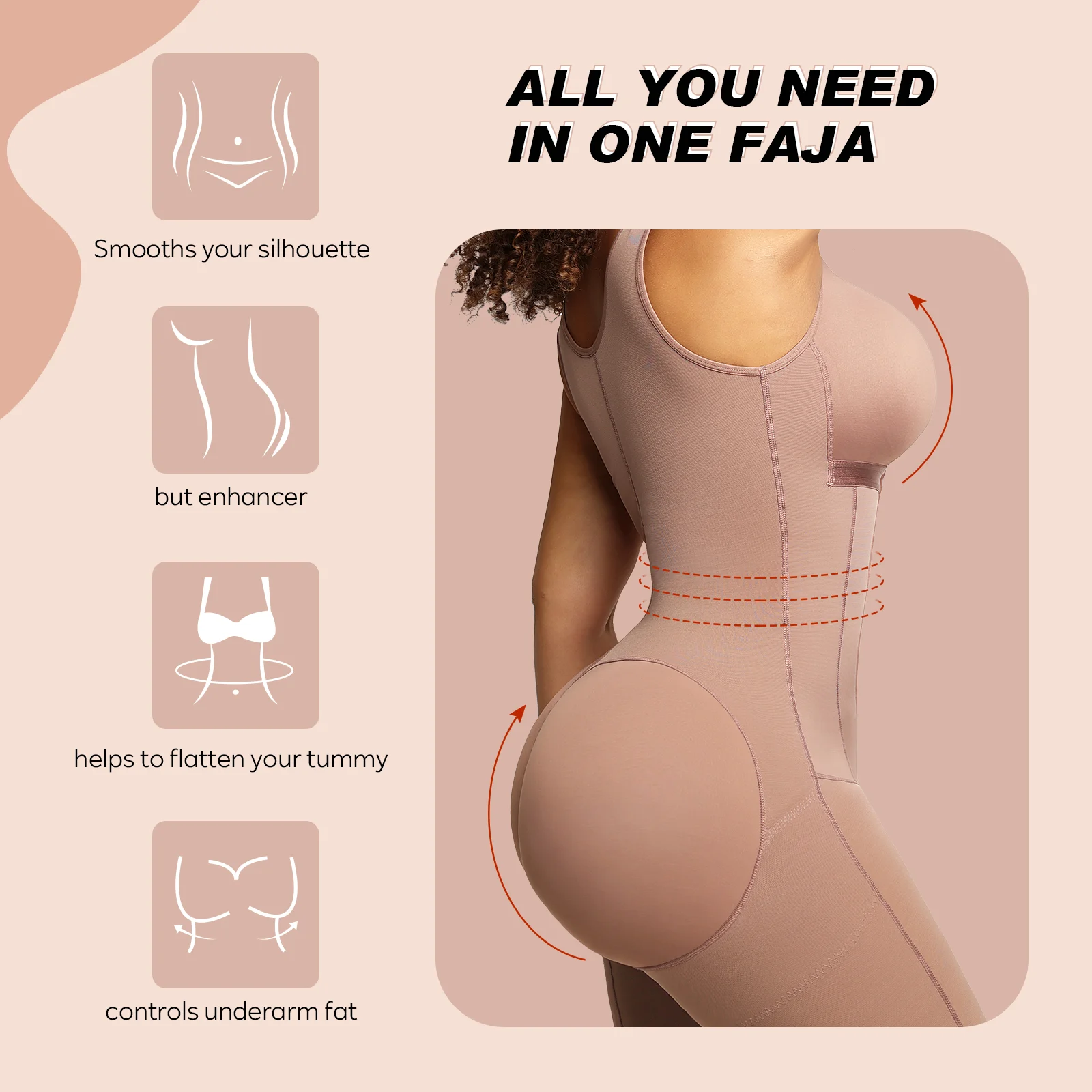 Fajas Colombiana 여성용 허리 트레이너 바디 셰이퍼, 슬리밍 시스, 평평한 복부 엉덩이 리프터 셰이퍼, 팬티 코르셋, 2 단계