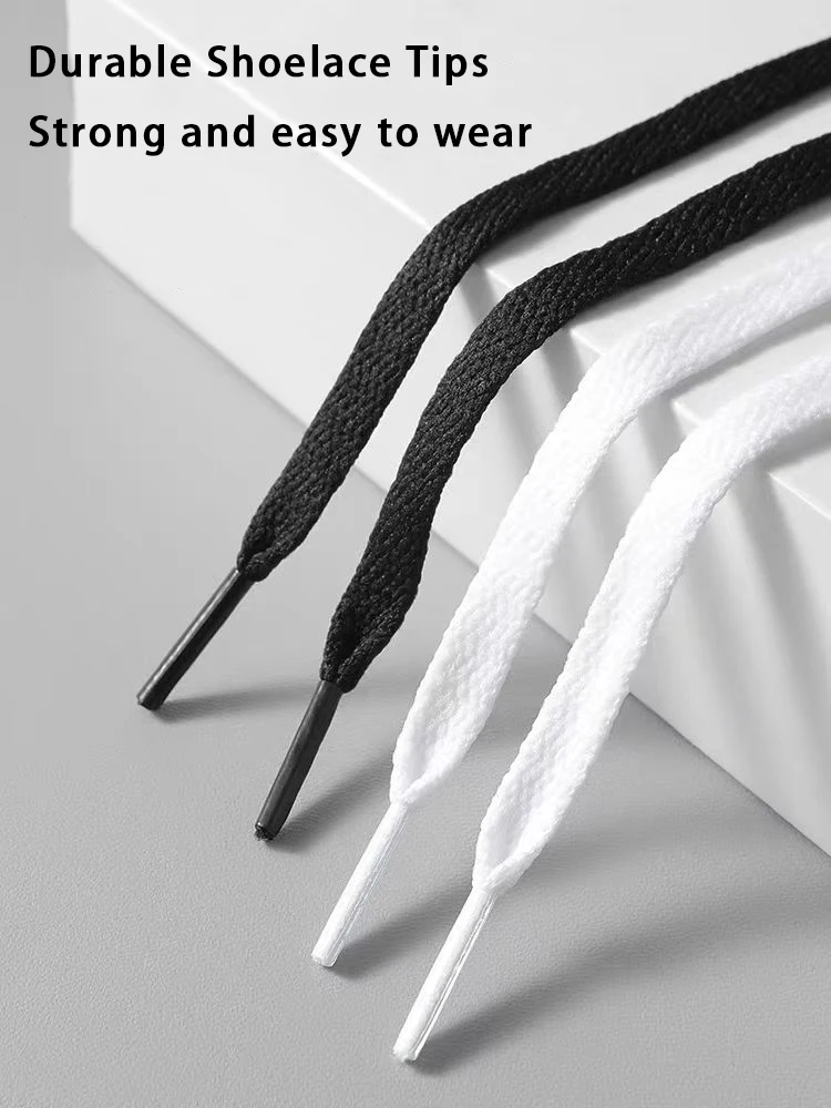 Timeless Black & White Flat Shoelaces with Metal Buckle Shoe Accessories