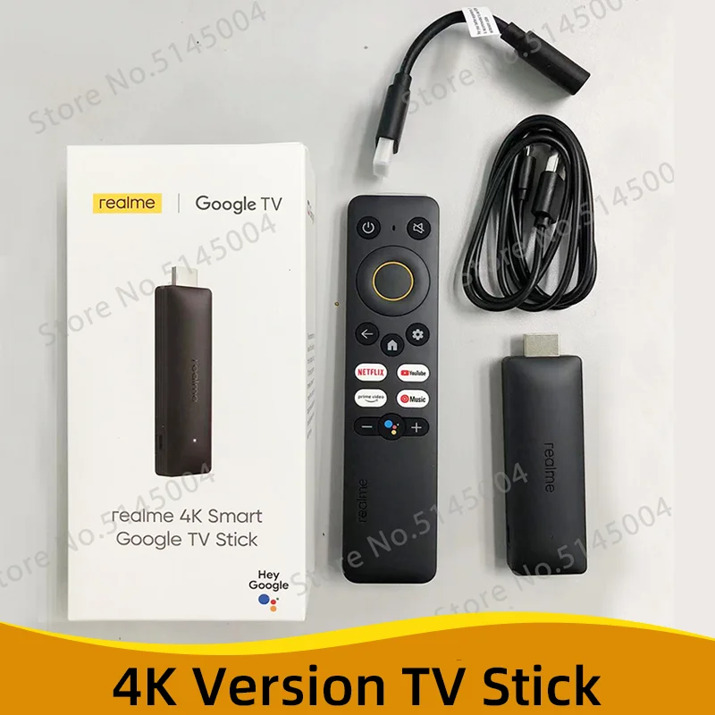 realme 4K Smart TV Stick 1080P Global Version 1/2GB RAM 8GB ROM ARM Cortex A35 Quad Core Bluetooth 5.0 Google TV Stick Android