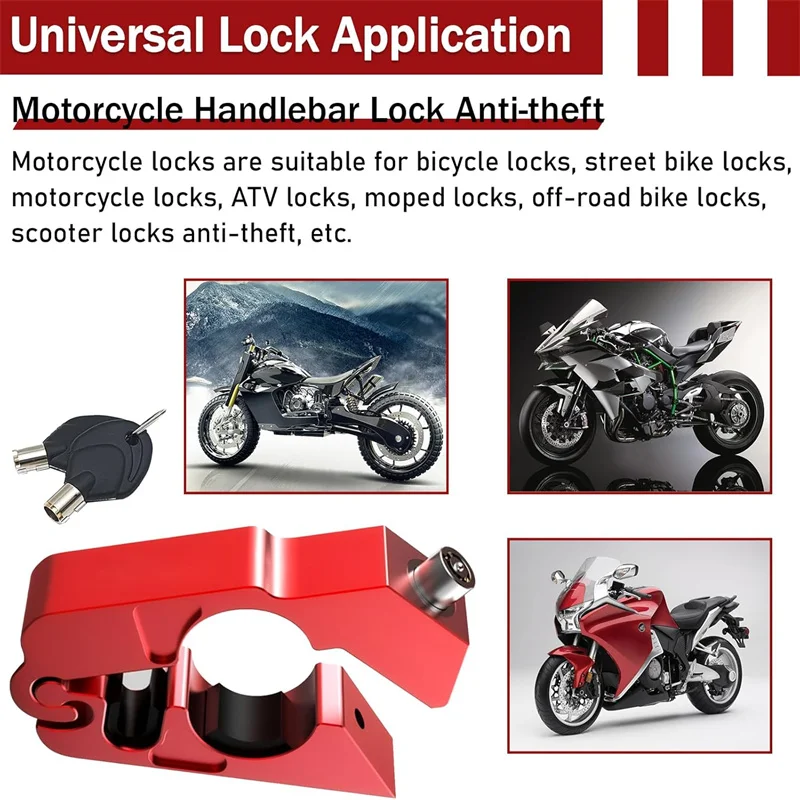 Motorcycle Handlebar Lock Handlebar Brake Handle Solid Lock Imitating Steal Lock Pull Rod ATV Dirt Street Bikes Anti Theft