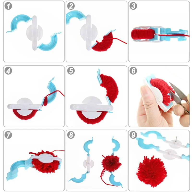4 Sizes Wool Ball Maker Knitted Tools Yarn Pompon Wool Plush Ball Set Fluff Weaver Production Tools Pompoms
