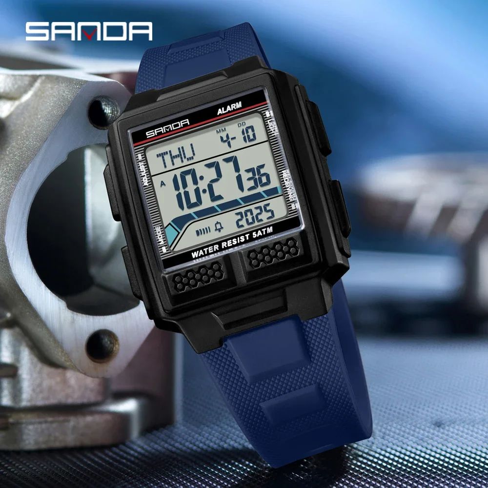 SANDA 2212 Men Electronic Sports Watch Gradually Records Popularity Military Countdown Waterproof Multifunctional Digital Watch