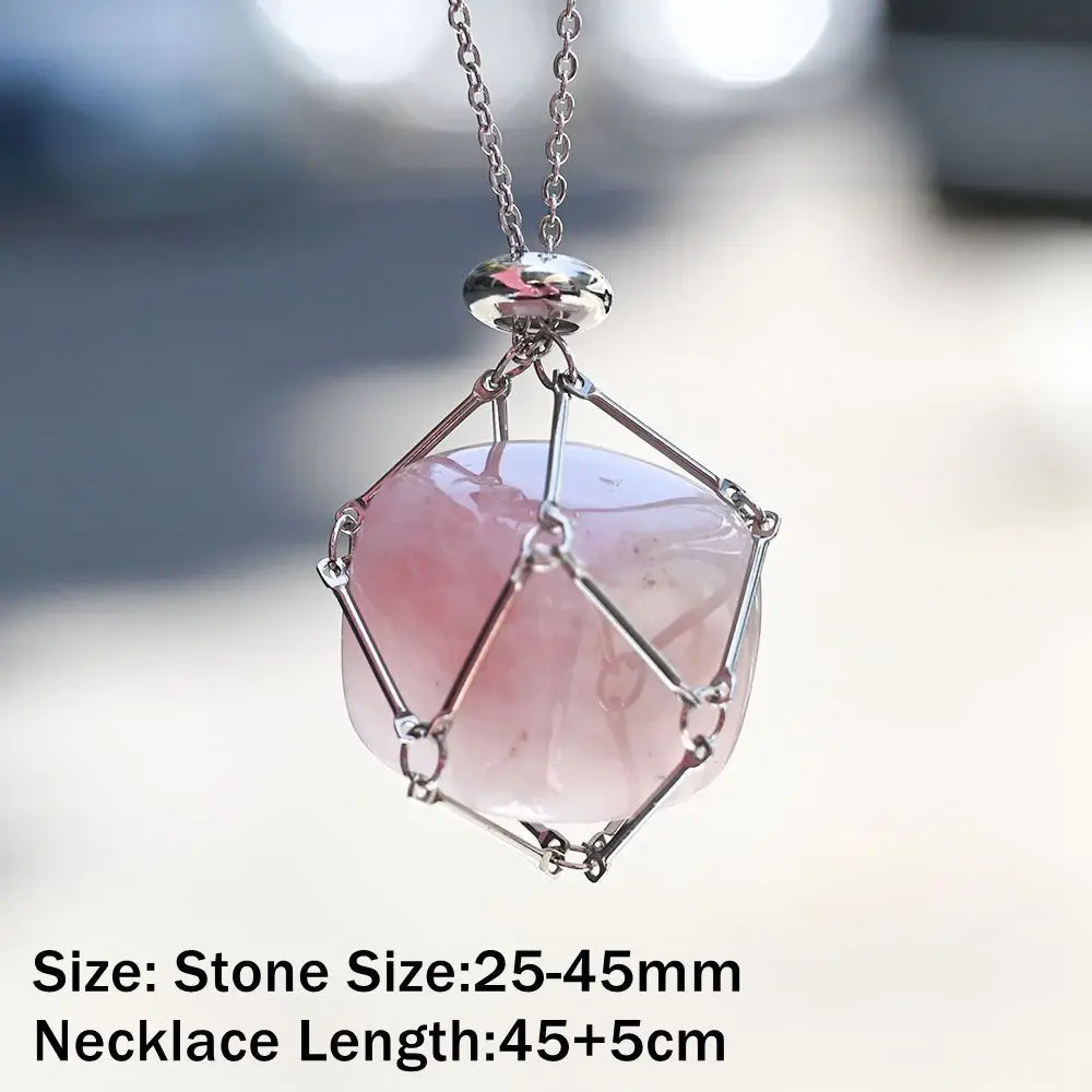 Copper Crystal Holder Cage Necklace Interchangeable Necklace Accessories Stone  Holder Necklace Natural Stone Silver Color - AliExpress