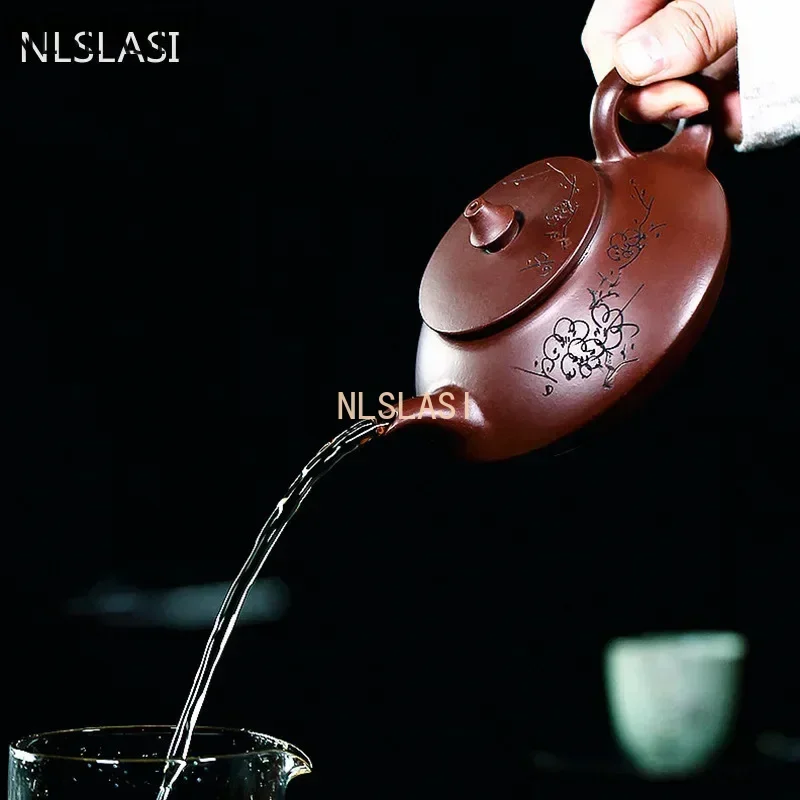 NLSLASI Chinese Yixing teapot zisha tea pot Raw ore Purple mud teapot handmade purple clay customized gifts authentic 190ml