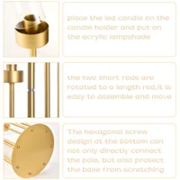 4Sets 7 Arms Floor Candelabra Wedding Centerpieces Gold 48" Tall Metal Candlestick Holders with Acrylic Removable Lampshade 4