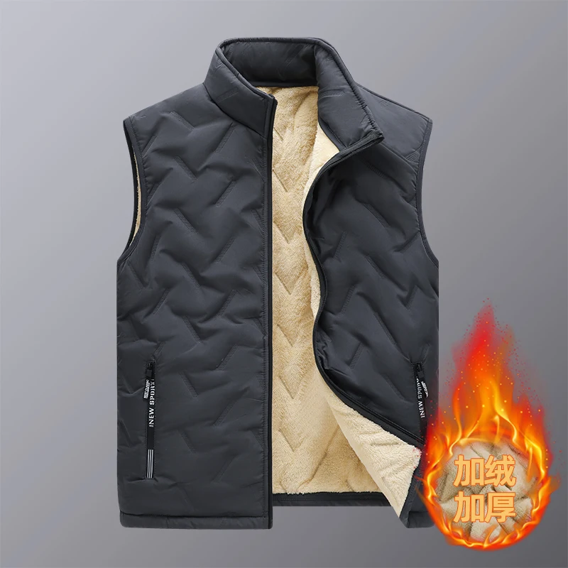 2023 New Cotton Vest Men's Winter Velvet and Cotton Fashion Casual Warm Slim Fit Comfortable and Versatile Vest Commuter Top