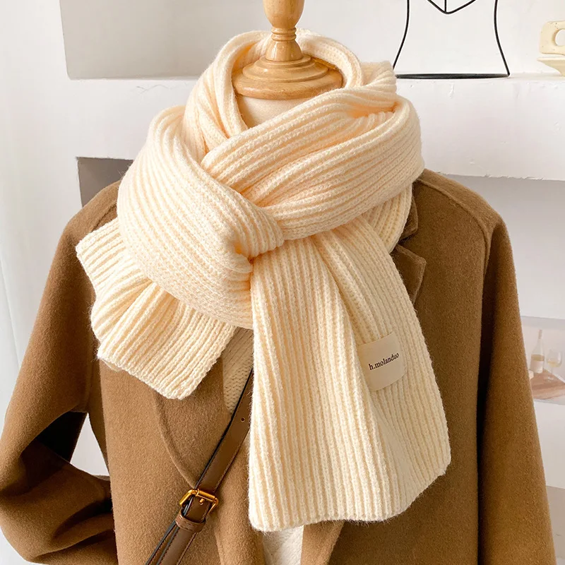 Plain Winter Soft Double Sided Knitted Wool Shawl Scarf Unisex High QualityThick Pashmina Stole Scarves Wrap Neck Snood 160*26Cm