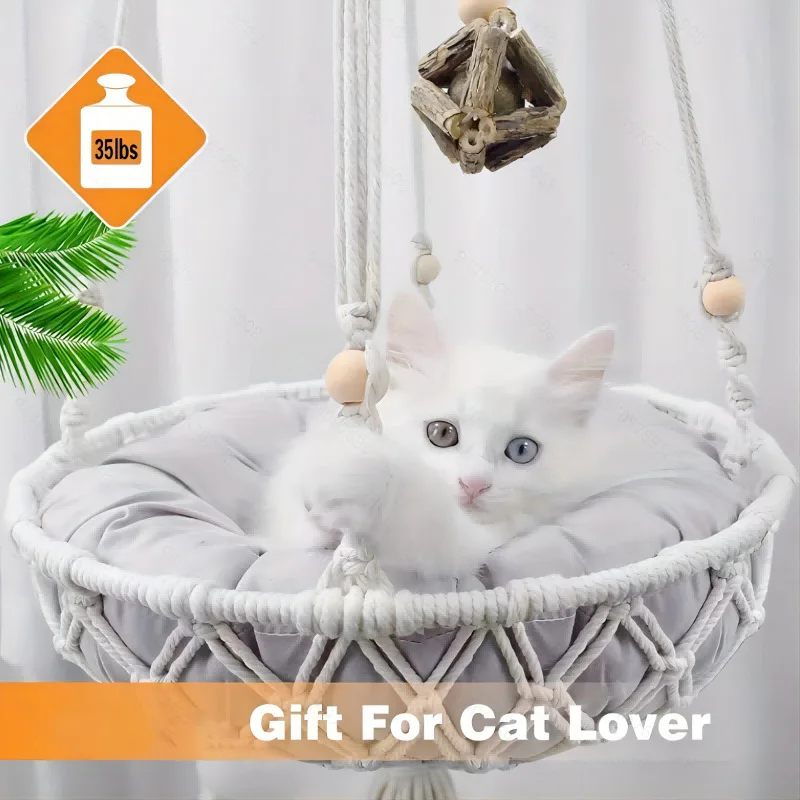 Creative Cat Nest Net Hammock Hand-woven Cotton Rope Half-wraps Kitty Nest Indoor Pet Furniture Products Home Decor Accessories