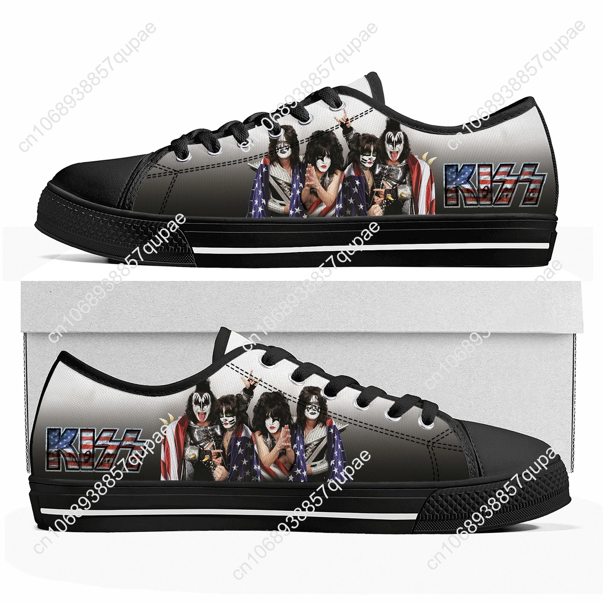 Heavy Metal Kiss Rock Band Music Low Top High Quality Sneakers Men Women Teenager Canvas Sneaker Casual Couple Shoes Custom Shoe