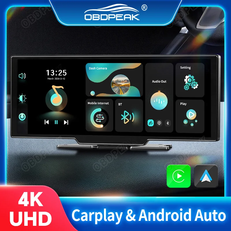 K2 Carplay Android Auto 10.26" Dash Cam 4K Car DVR Rearview Camera Wifi GPS Navigation Video Recorder Dashboard Dual Len AUX BT 1