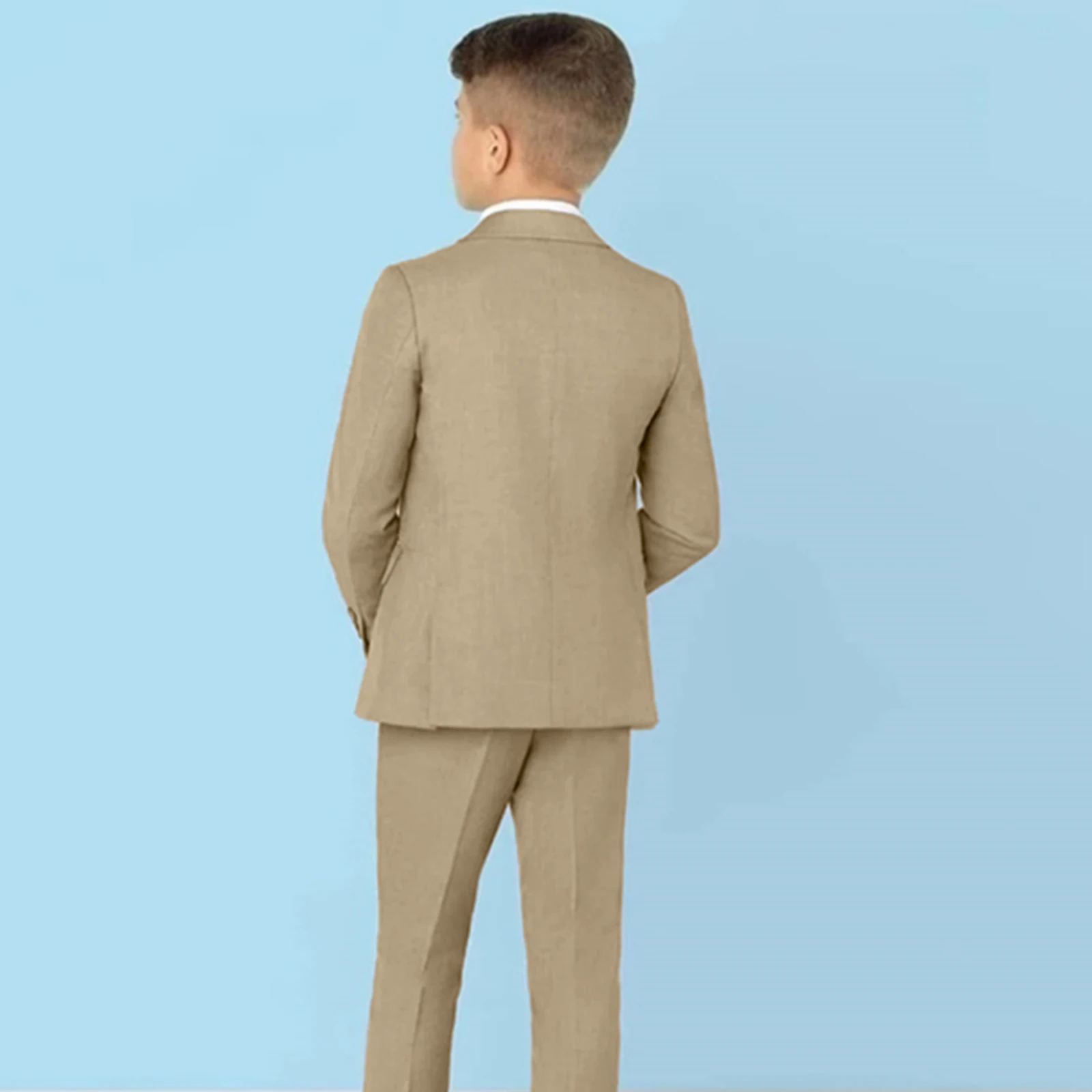24h Ship Solid 3 Pcs Kids Suit Set Classic Single Button Boy's Tuxedo Blazer Vest Pants Birthday Wedding Party Suits For Child