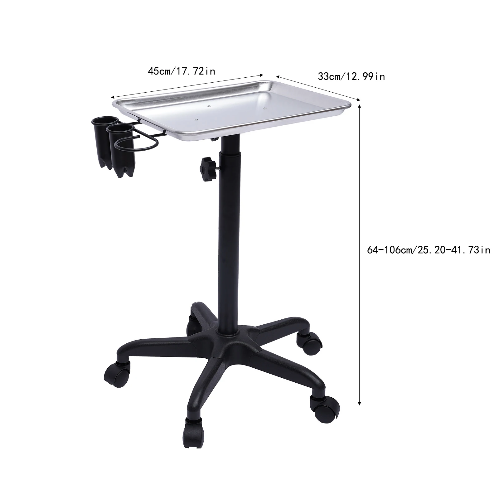 SPA Rolling Cart Professional Aluminum Salon Medical Tattoo Mobile Trolley Hair Instrument Service Tray Black/Silver multi layer storage trolley