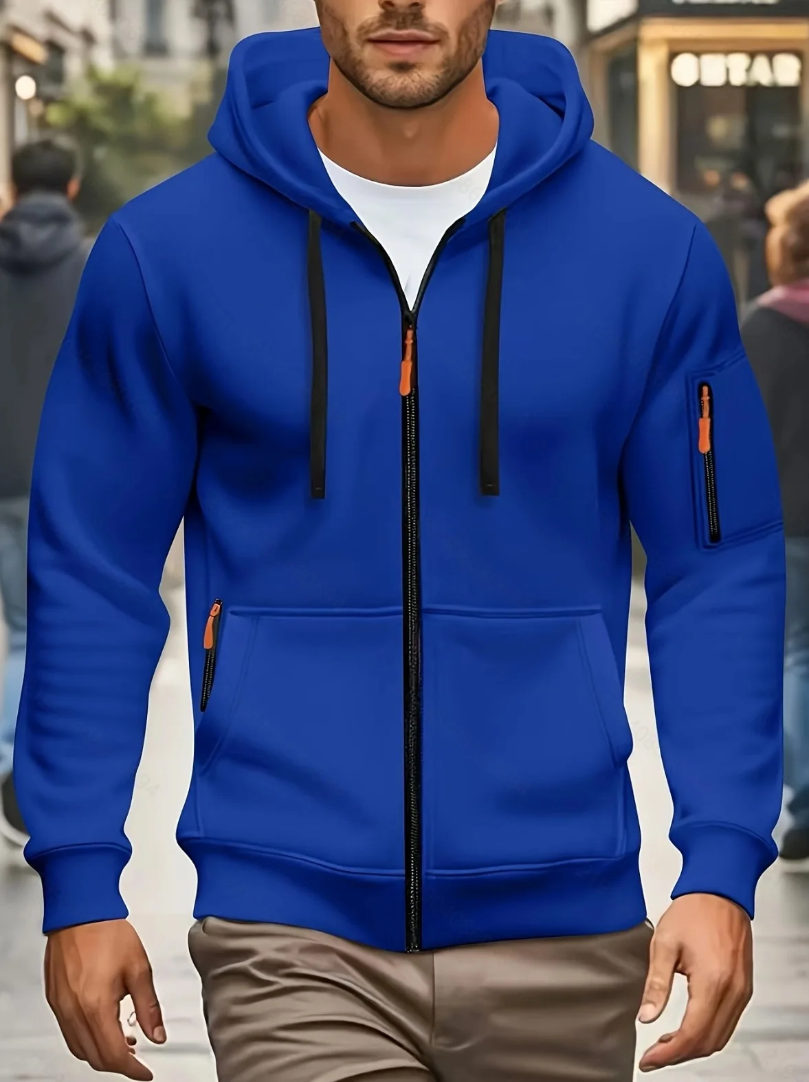 2025 nuovo autunno e inverno sciolto plus size tendenza uomo multi tasca con cerniera cardigan felpa giacca felpa con cappuccio 5