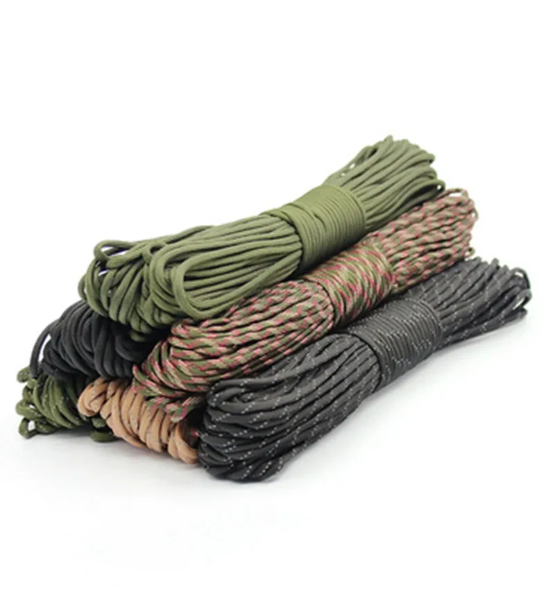 550 Paracord Parachute Cord Lanyard Mil Spec Type III 7 Strand Core 100 FT 30 Colors For Climbing Camping Buckles Bracelet 1PCS