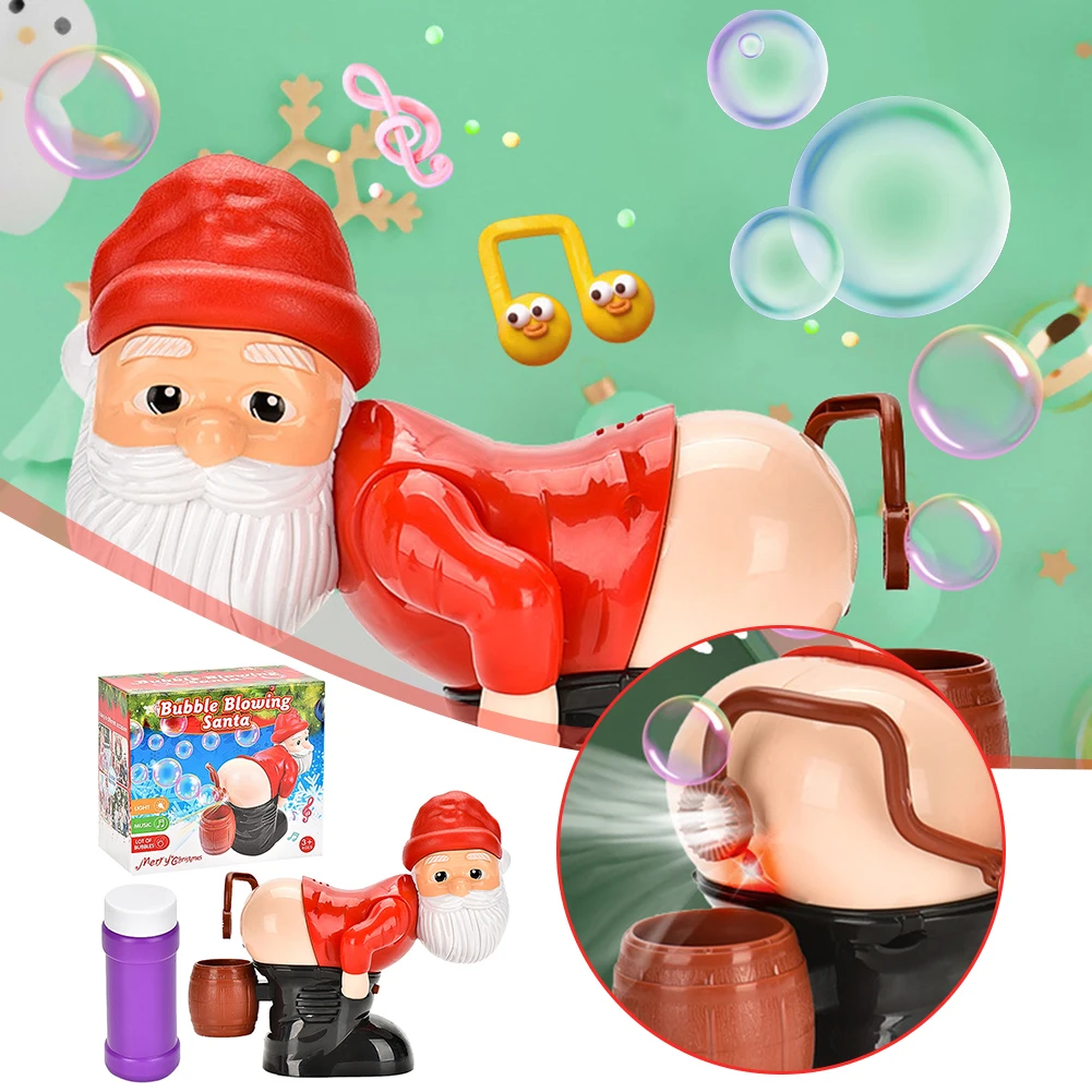 Christmas Gnomes Farting Bubble  with Music & Light Colorful Bubbles Blower Novelty Xmas Gift for Boys Girls