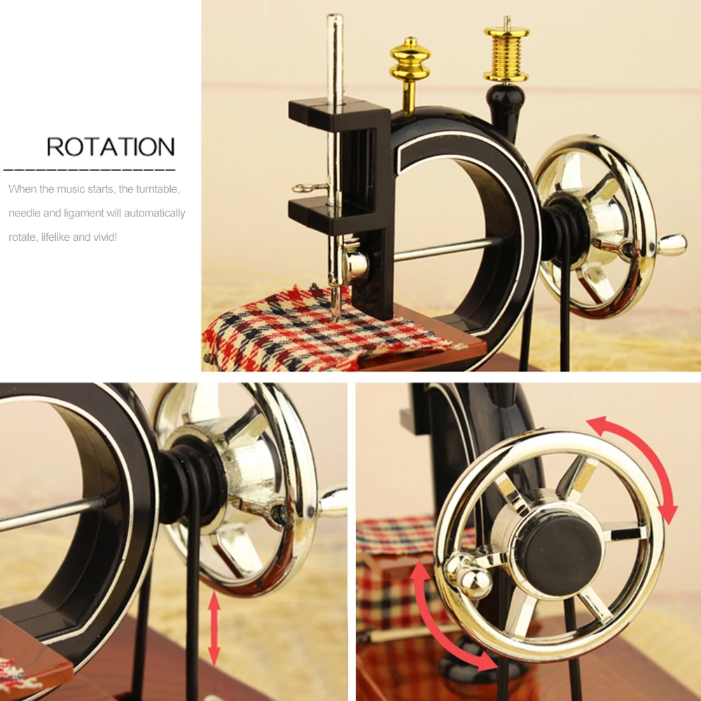 Sewing Machine Music Box Classic Sewing Machines Music Box Best Gift Retro Sewing Clockwork for Christmas Birthday Thanksgiving
