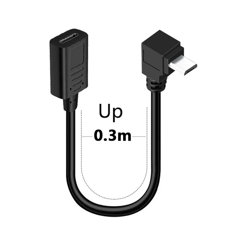 90도 각도형 타입-C 암-마이크로 USB 수 USB 충전기 데이터 OTG 케이블 어댑터 오른쪽/왼쪽/위/아래