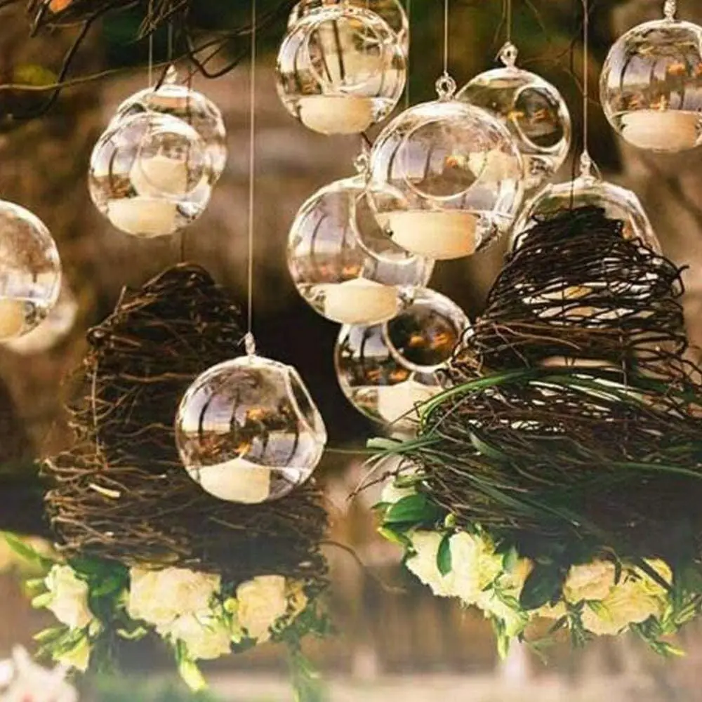Transparent Hanging Glass Vases Ball Clear Hanging Tealight Holder 6/8/10/12/15cm Borosilicate Glass Glass Planter Moss 2