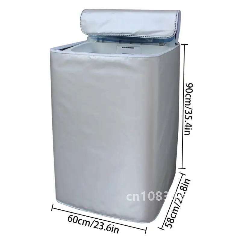 Description Picture 6 of itemWashing Machine Cover Polyester Waterproof Top Load Laundry Dryer Cover Sunscreen Laundry Silver Coating Dustproof Cover